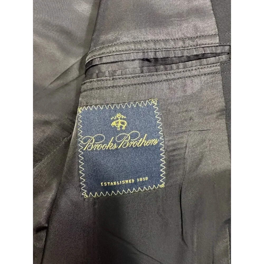 Vtg Brooks Brothers Suit‎ Jacket Mens 43L Blue Striped Wool Union USA Sport Coat